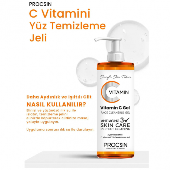 PROCSIN Aydınlatıcı Etkili C Vitamini Yüz Temizleme Jeli 150 ML