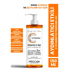 PROCSIN PROCSIN Aydınlatıcı Etkili C Vitamini Yüz Temizleme Jeli 150 ML