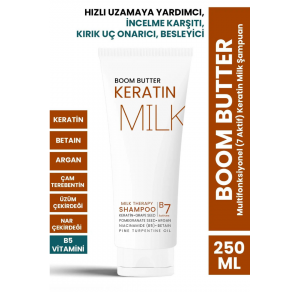 BOOM BUTTER BOOM BUTTER Multifonksiyonel (7 Aktif) Keratin Milk Şampuan 250 ML