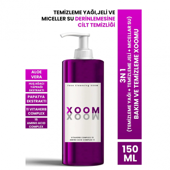 PROCSIN Xoom 3 in 1 (Temizleme Yağı + Temizleme Jeli + Micellar Su) Bakım ve Temizleme Xoomu 150 ML